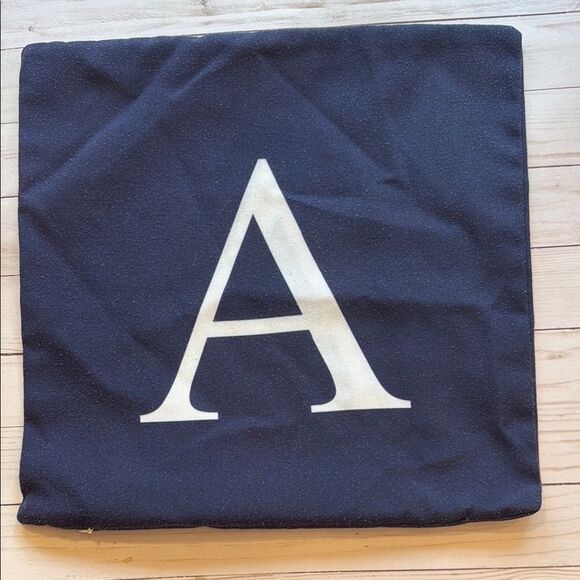Monogrammed Navy Blue Pillow Cushion Cover with White Letter A - Picture 2 of 8